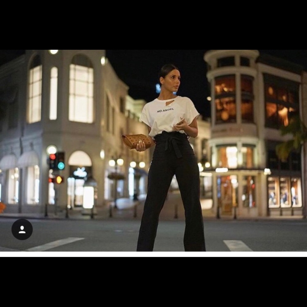 SLNGHR Black Tie Waist Pants
